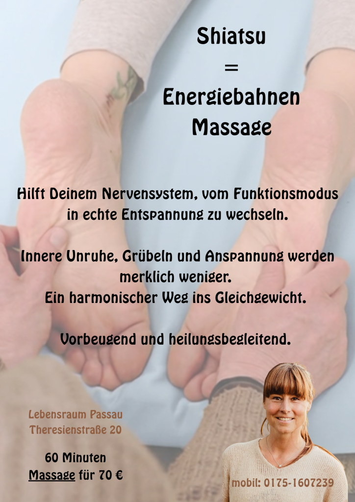Energiebahnen-Massage, die hilft, innere Unruhe und Anspannung abzubauen, ins Gleichgewicht zu kommen, Heilungsprozesse zu unterstützen.